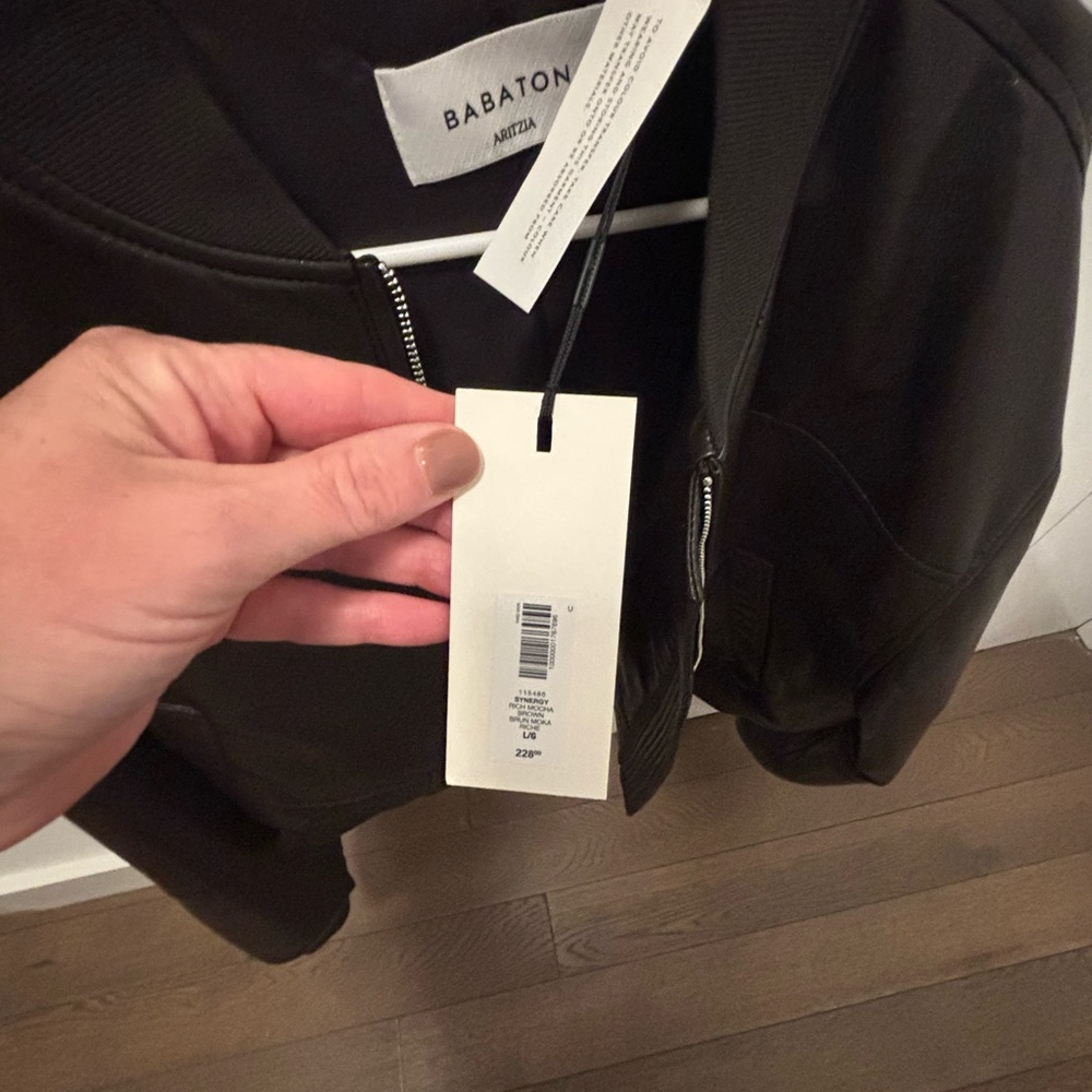Babaton Dark Brown Leather Jacket - NWT - Still in stores! - Picture 4 of 4